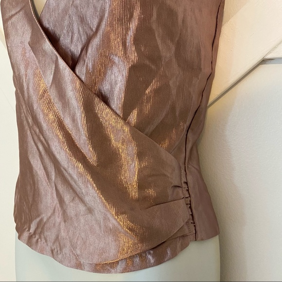 Zara Sleeveless Metallic Faux Wrap Surplice Top XS - Picture 4 of 7